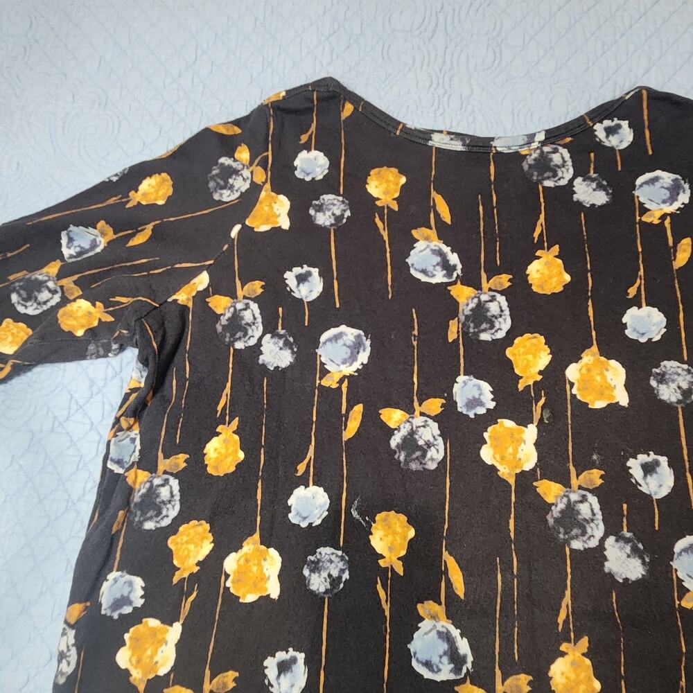 Lands' End Floral Sweatshirt Navy Blue Gold Crewneck Pullover Vintage Style